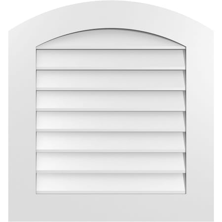 Ekena Millwork Arch Top Surface Mount PVC Gable Vent: Functional, w/ 3-1/2"W x 1"P Standard Frame, 26"W x 28"H GVPAR26X2801SF